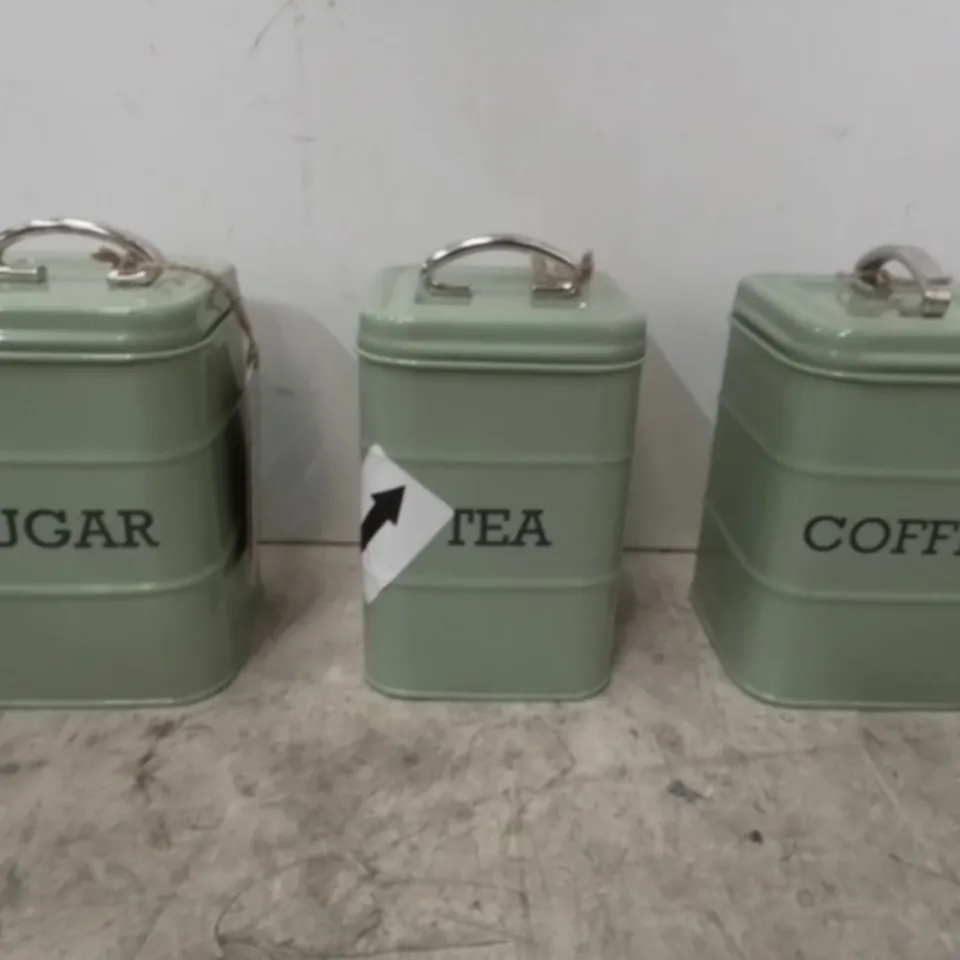 BOXED 3 PIECE COFFEE, TEA, SUGAR STORAGE SET