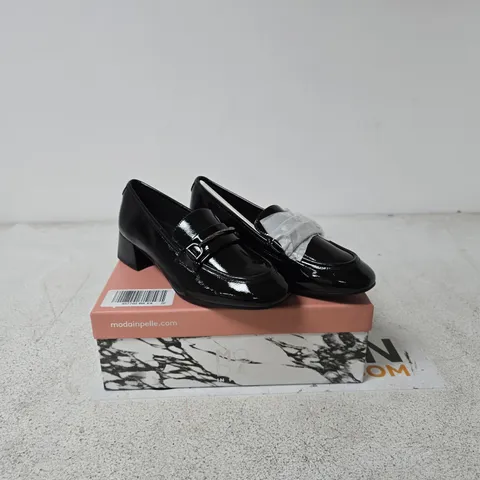 MODA IN PELLE BLACK PATENT LEATHER LOAFERS – WOMEN'S SHOES UK 6