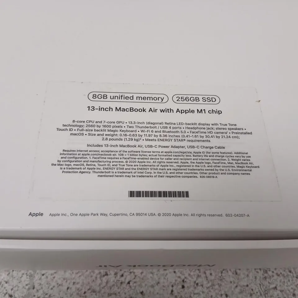 APPLE MACBOOK AIR 13-INCH (M1) 8GB RAM 256GB SSD