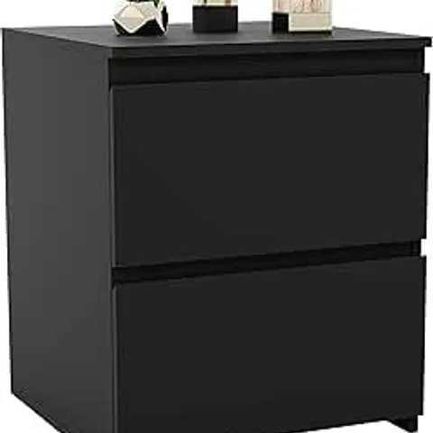 BOXED DENVER 2 DRAWER LARGE BEDSIDE CHEST - BLACK (1 BOX)