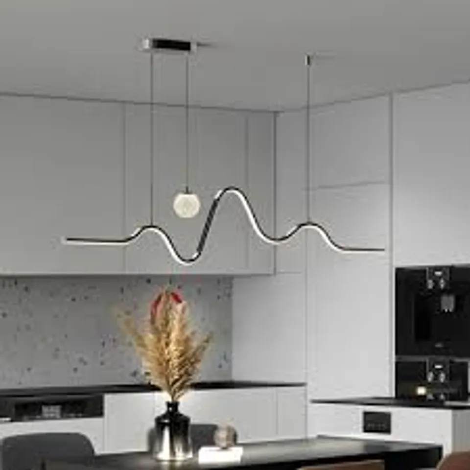 BOXED KAMEIKA 2 LIGHT BLACK LED LINEAR KITCHEN ISLAND PENDANT (1 BOX)