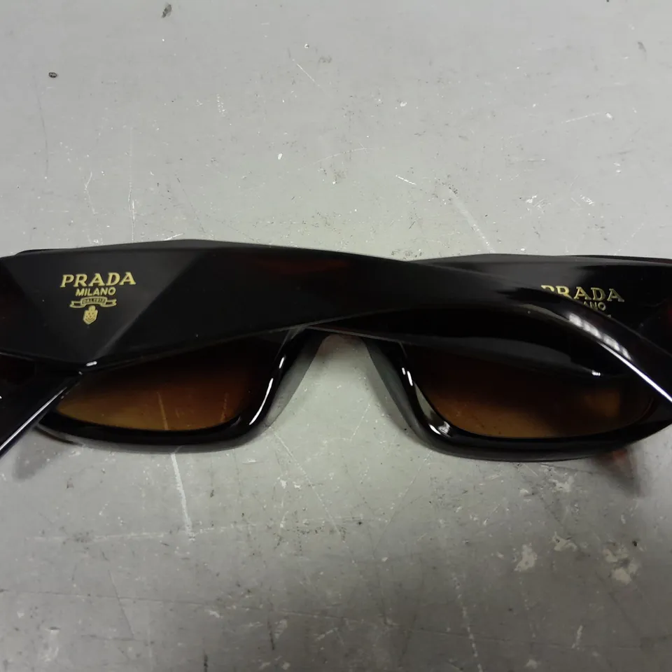 PRADA SPR17WS BROWN FRAMED LOGO SUNGLASSES 