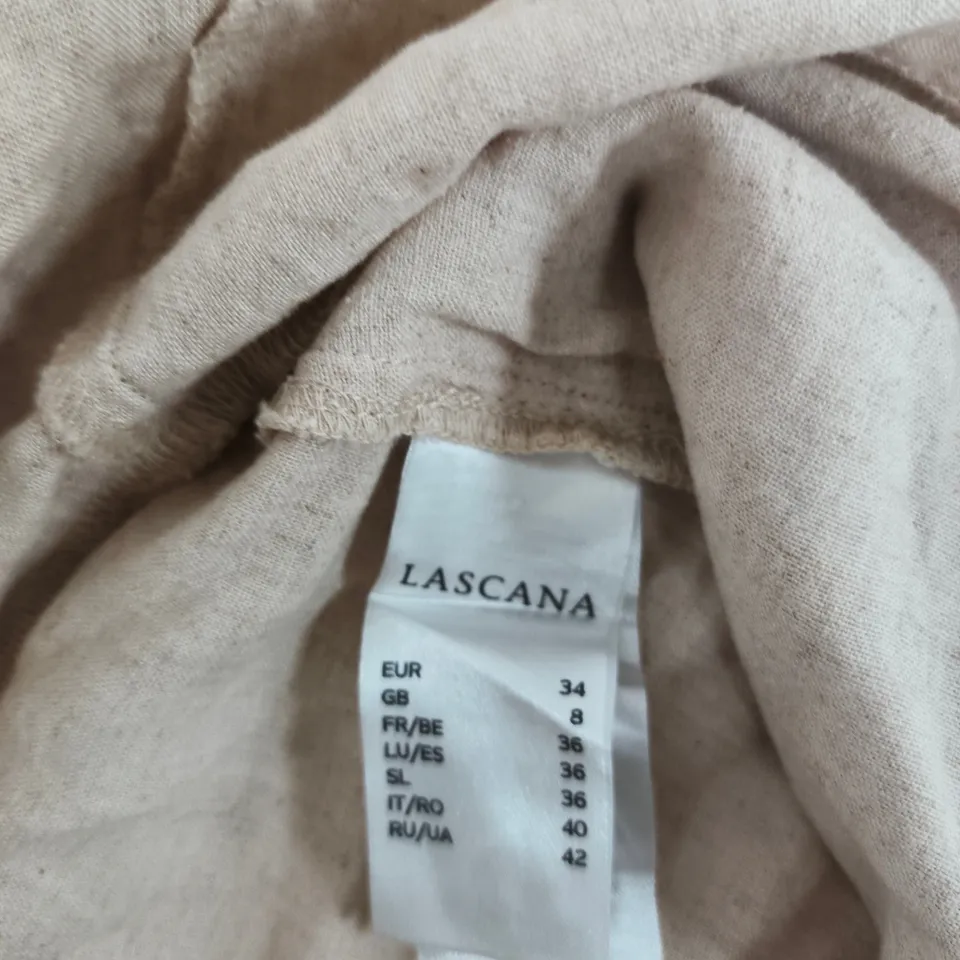 LASCANA SAND LINEN JUMPSUIT –  BUTTON FRONT, PATCH POCKETS SIZE 8