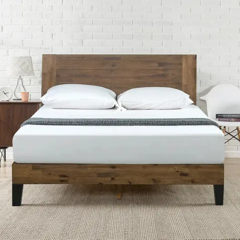 BOXED EVELYN SOLID WOOD DOUBLE BED FRAME WITH HEADBOARD (1 BOX)