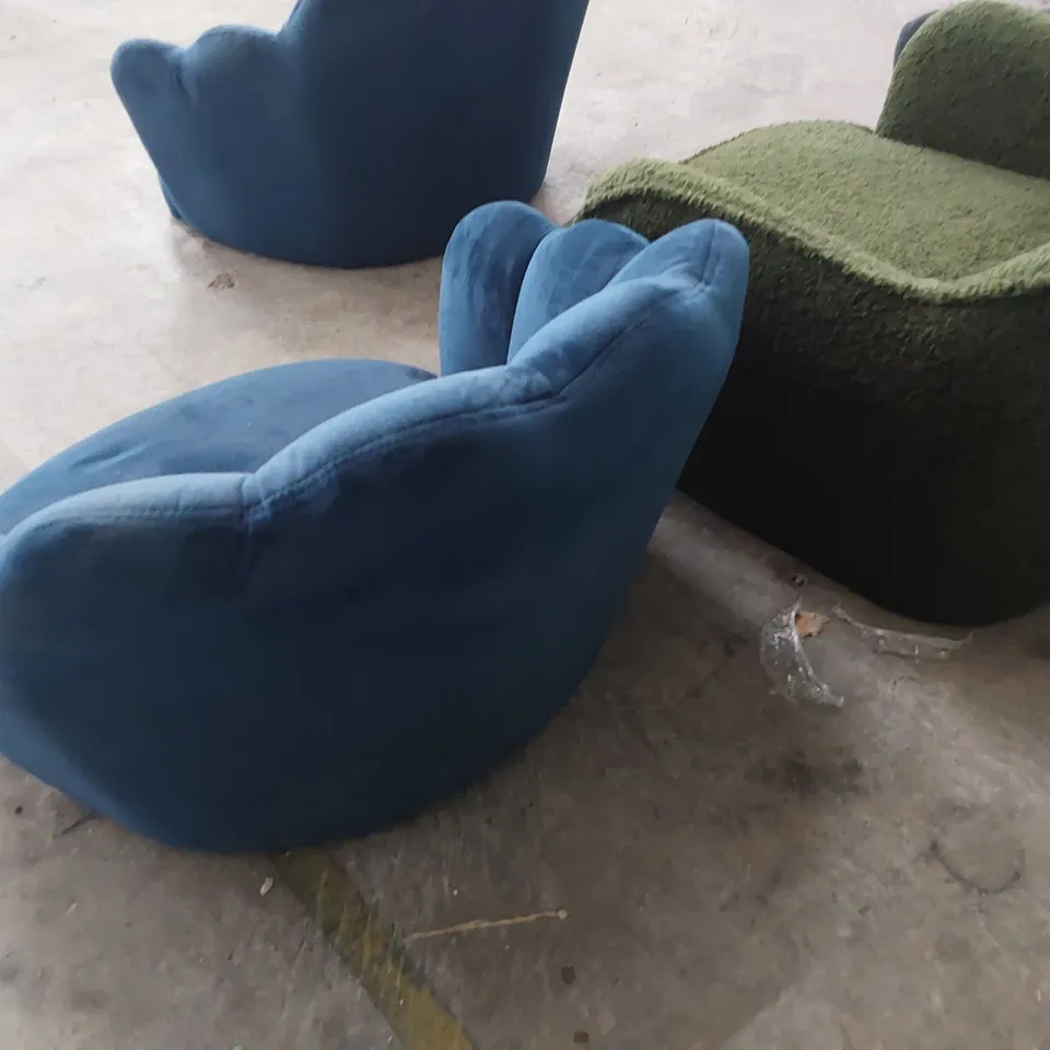 FOUR ASSORTED UPHOLSTERED CHAIR BASES (NO LEGS)