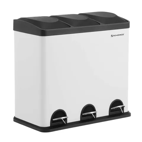 BOXED SONGMICS 54L RECYCLING BIN - WHITE/BLACK