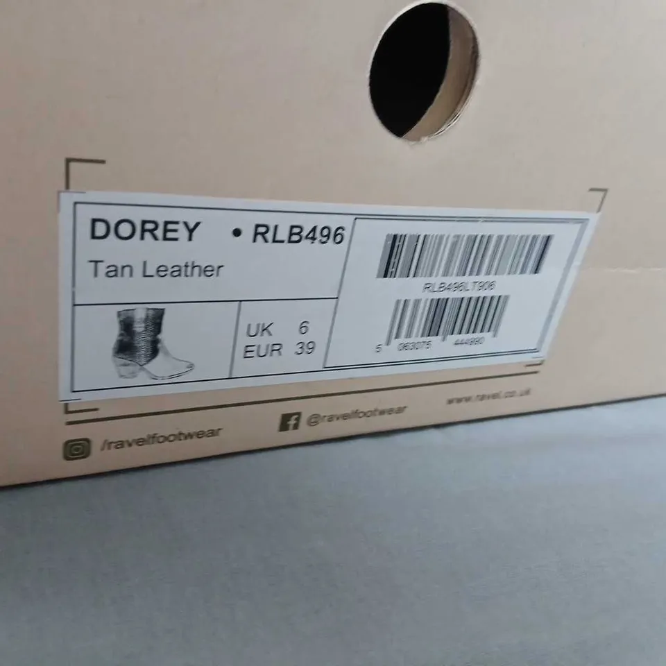 RAVEL DOREY TAN LEATHER ANKLE BOOTS – WOMEN'S UK 6 (EU 39)