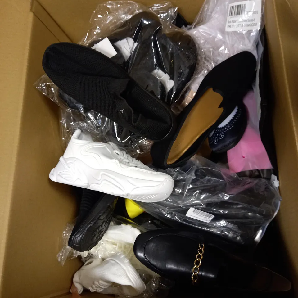 BOX OF APPROX 40 SHOES & BOOTS MULTIPLE SIZES