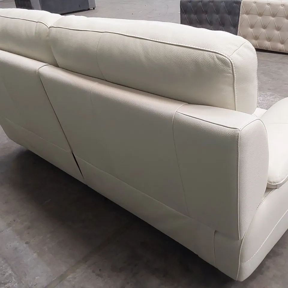 QUALITY DESIGNER ITALIAN MADE PATRIZIO 3 SEATER ELECTRIC RECLINING SOFA IN WHITE LEATHER