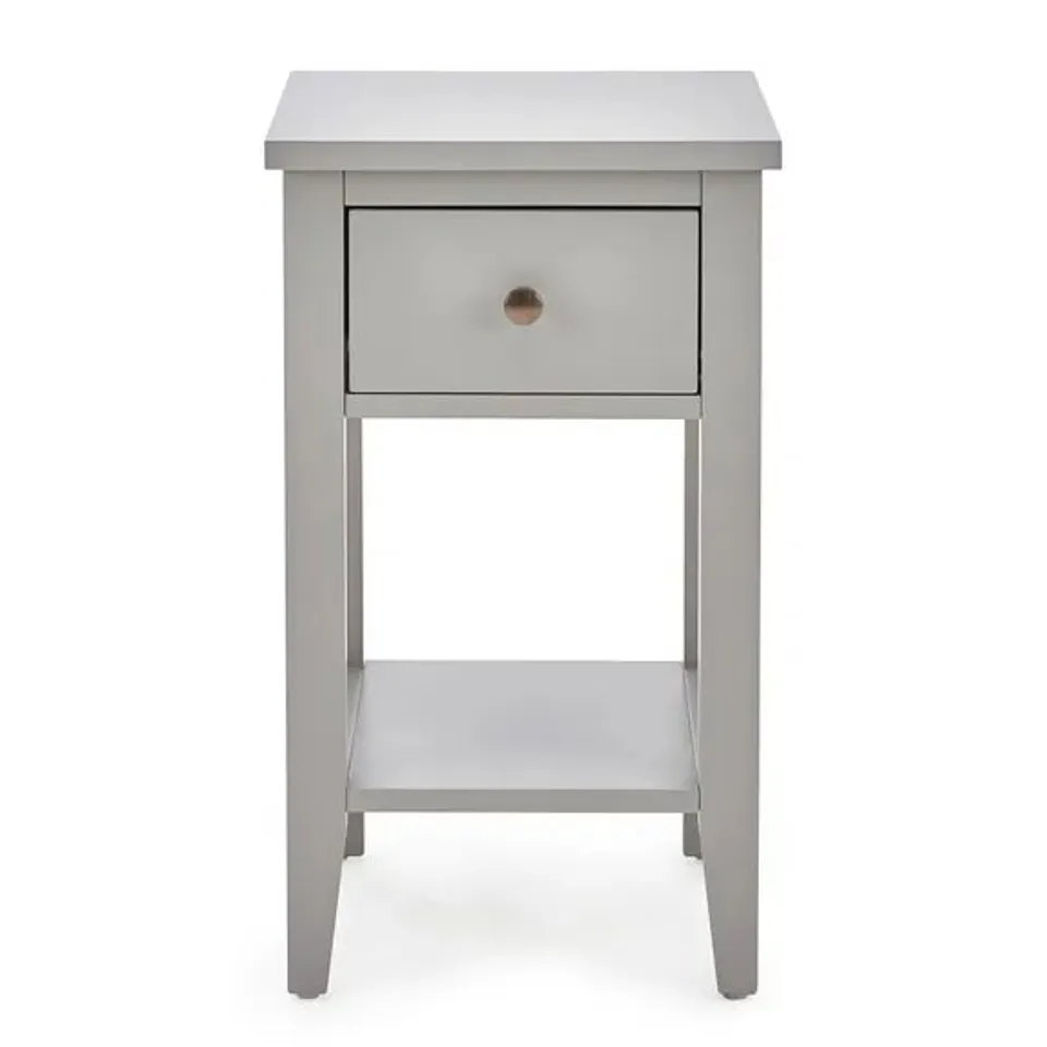 BOXED LYNTON COMPACT BEDSIDE IN GREY- H55 X W32 X D35 CM