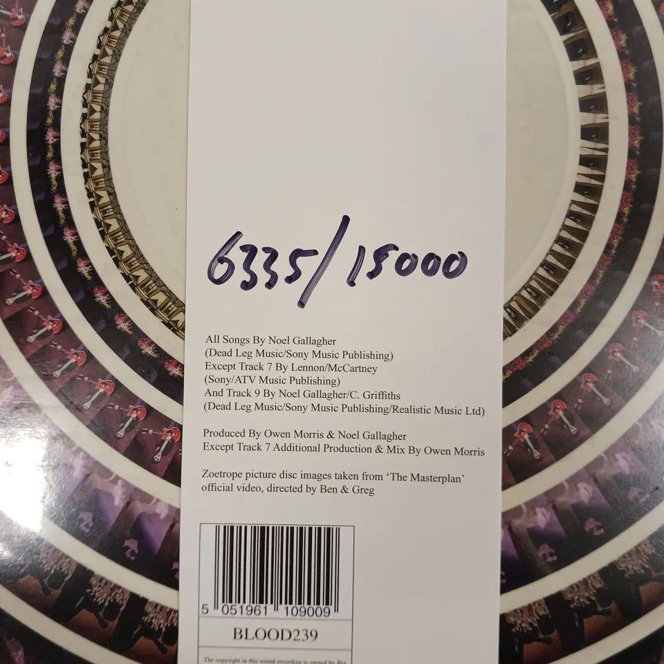 OASIS THE MASTERPLAN LIMITED EDITION 25TH ANNIVERSARY ZOETROPE PICTURE DISC VINYL 