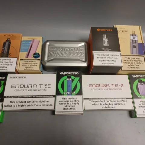 APPROXIMATELY 10 ASSORTED E-CIGARETTE PRODUCTS TO INCLUDE INNOKIN, GEEKVAPE, VAPORESSO ETC 