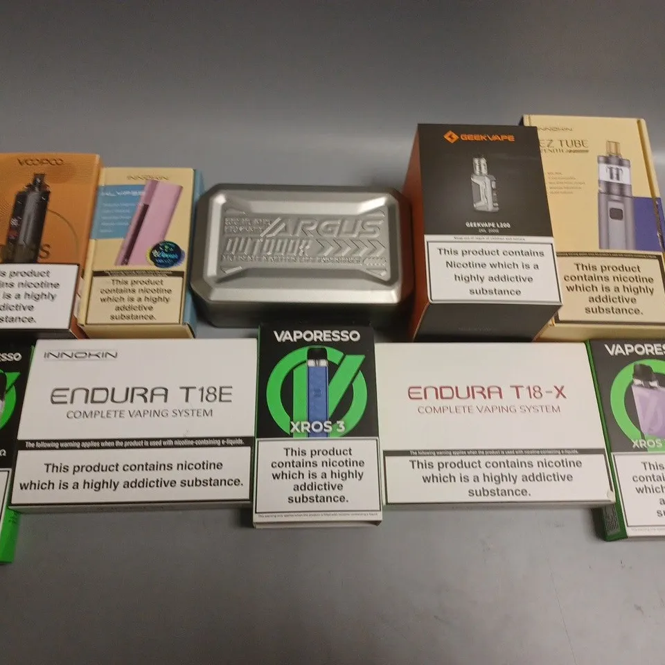 APPROXIMATELY 10 ASSORTED E-CIGARETTE PRODUCTS TO INCLUDE INNOKIN, GEEKVAPE, VAPORESSO ETC