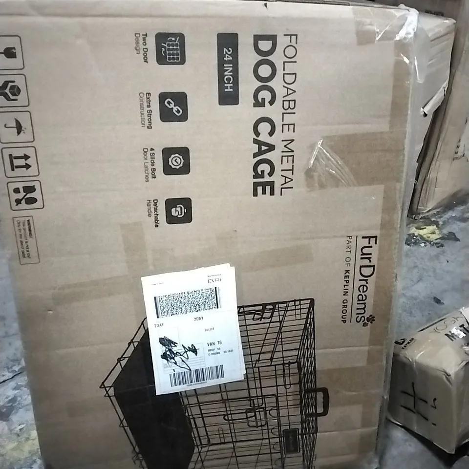 BOXED FOLDABLE METAL DOG CAGE 24 INCH