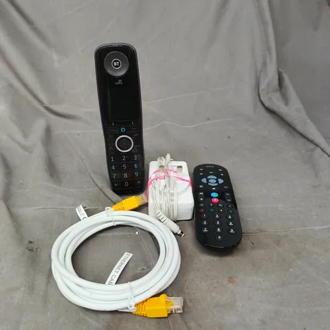 APPROXIMATELY 12 ASSORTED ELECTRICAL PRODUCTS TO INCLUDE PLUGS, BT LANDLINE HANDSET AND TELEPHONE CABLES