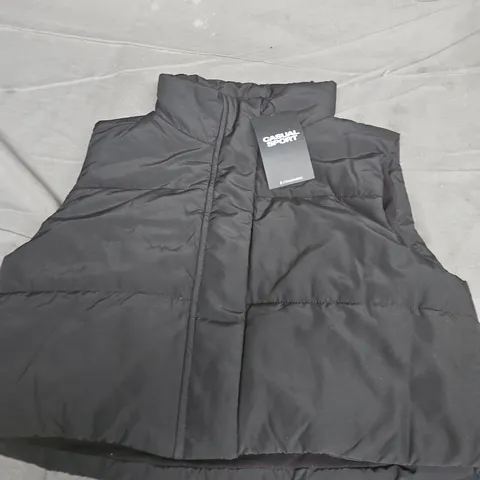 STRADIVARIUS CASUAL SPORT BLACK PUFFER GILET – UK SIZE S