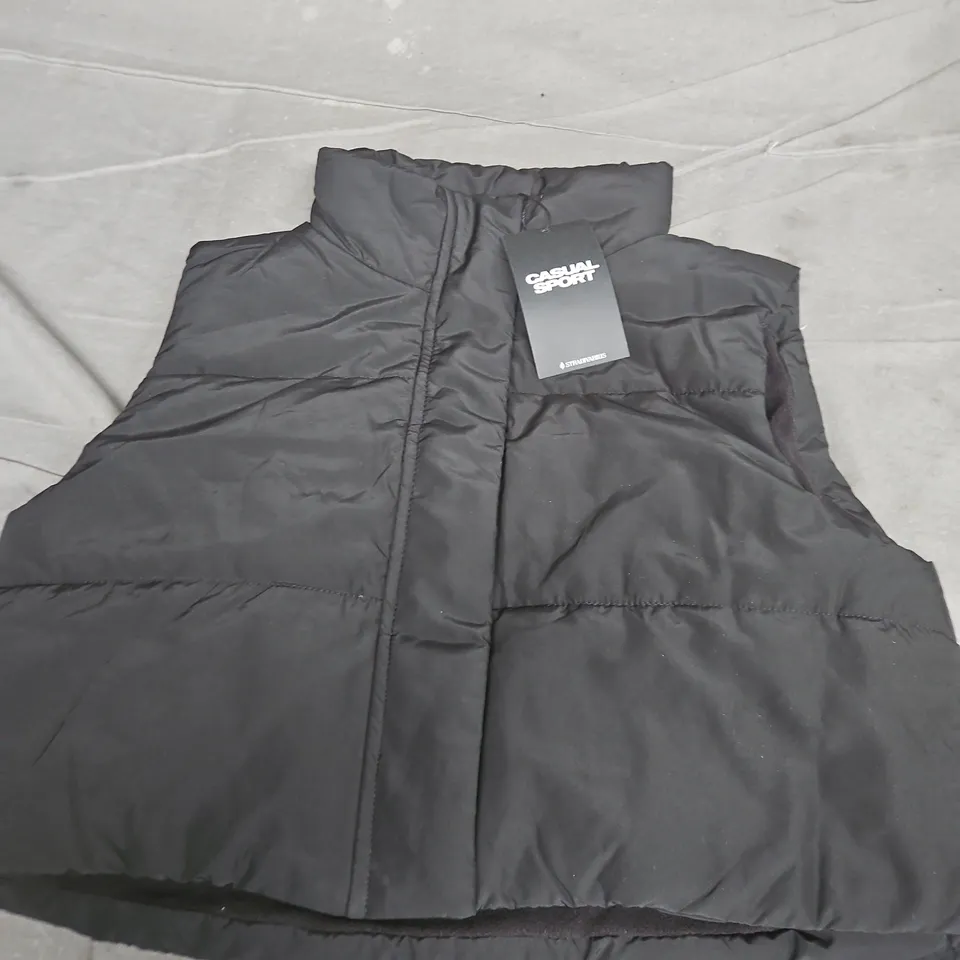 STRADIVARIUS CASUAL SPORT BLACK PUFFER GILET – UK SIZE S