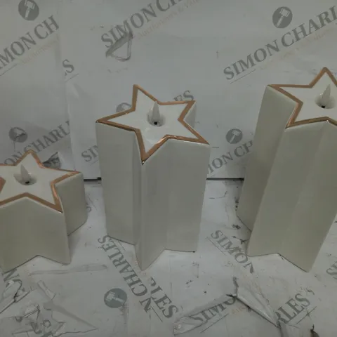 HOME REFLECTIONS CERAMIC STAR PRE-LIT CANDLES - WHITE 
