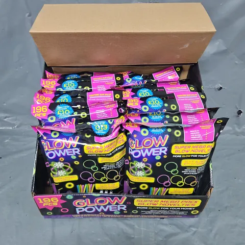 BOXED GLOW POWER SET OF 12 196PC MEGA PACKS OF GLOW NOVELTIES - COLLECTION ONLY
