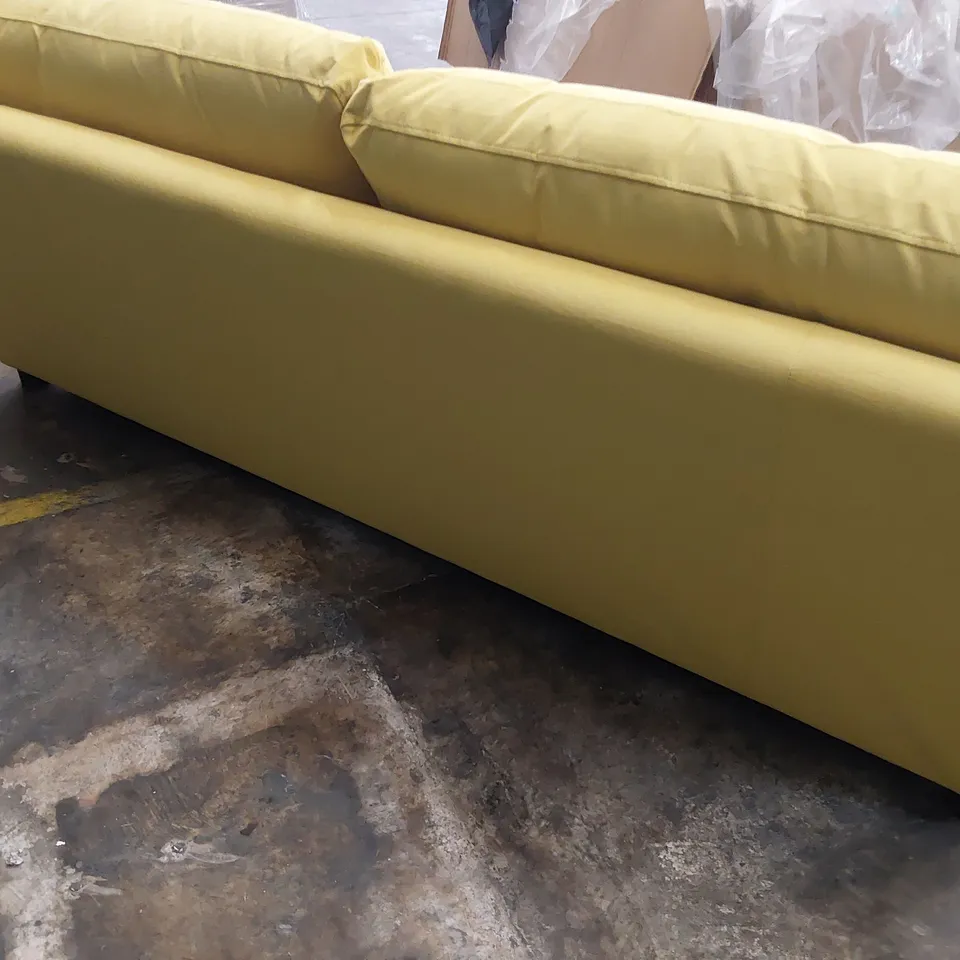 QUALITY BRITISH DESIGNER LOUNGE Co. PERIOD STYLR THREE SEATER SOFA SUNBURSH YELLOW PLUSH FABRIC 