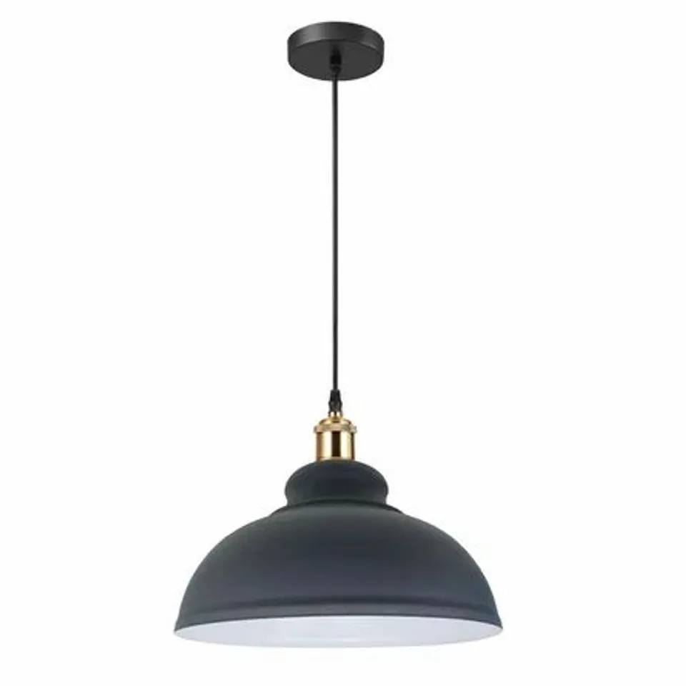 BINNS 1 LIGHT DOME PENDANT SHADE COLOUR GREY 
