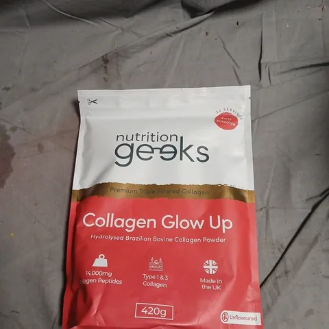 NUTRITION GEEKS COLLAGEN GLOW UP β HYDROLYSED BRAZILIAN COLLAGEN POWDER 420G UNFLAVOURED