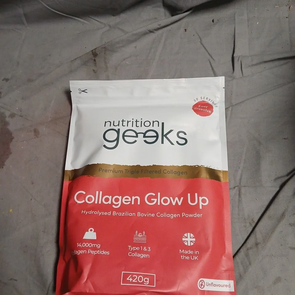 NUTRITION GEEKS COLLAGEN GLOW UP – HYDROLYSED BRAZILIAN COLLAGEN POWDER 420G UNFLAVOURED