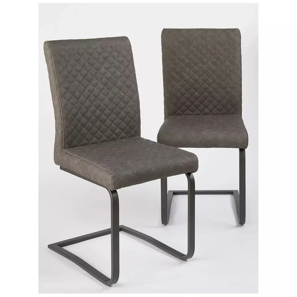BOXED PAIR OF JET FAUX LEATHER CANTILEVER CHAIRS - MID GREY RRP £189.99