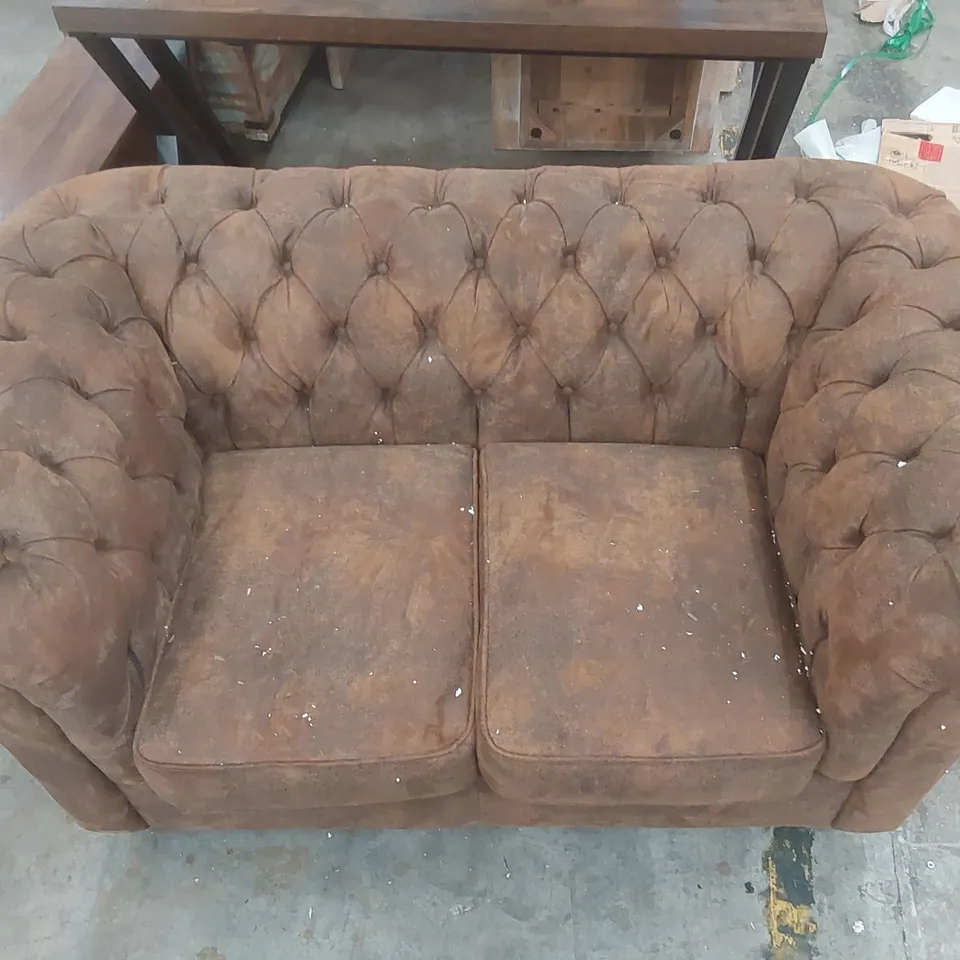 LITTLEHAMPTON 2 SEATER FAUX LEATHER CHESTERFIELD SOFA COLOUR: COGNAC