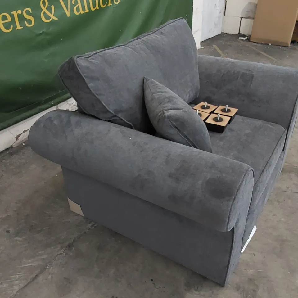 DESIGNER BEATRICE CHAIR UPHOLSTERED IN CHARCOAL FABRIC