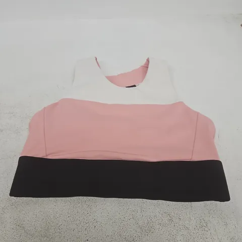 CLEO HARPER WOMEN'S COLOUR-BLOCK TOP – PINK, WHITE COLLAR & BLACK HEM, XS