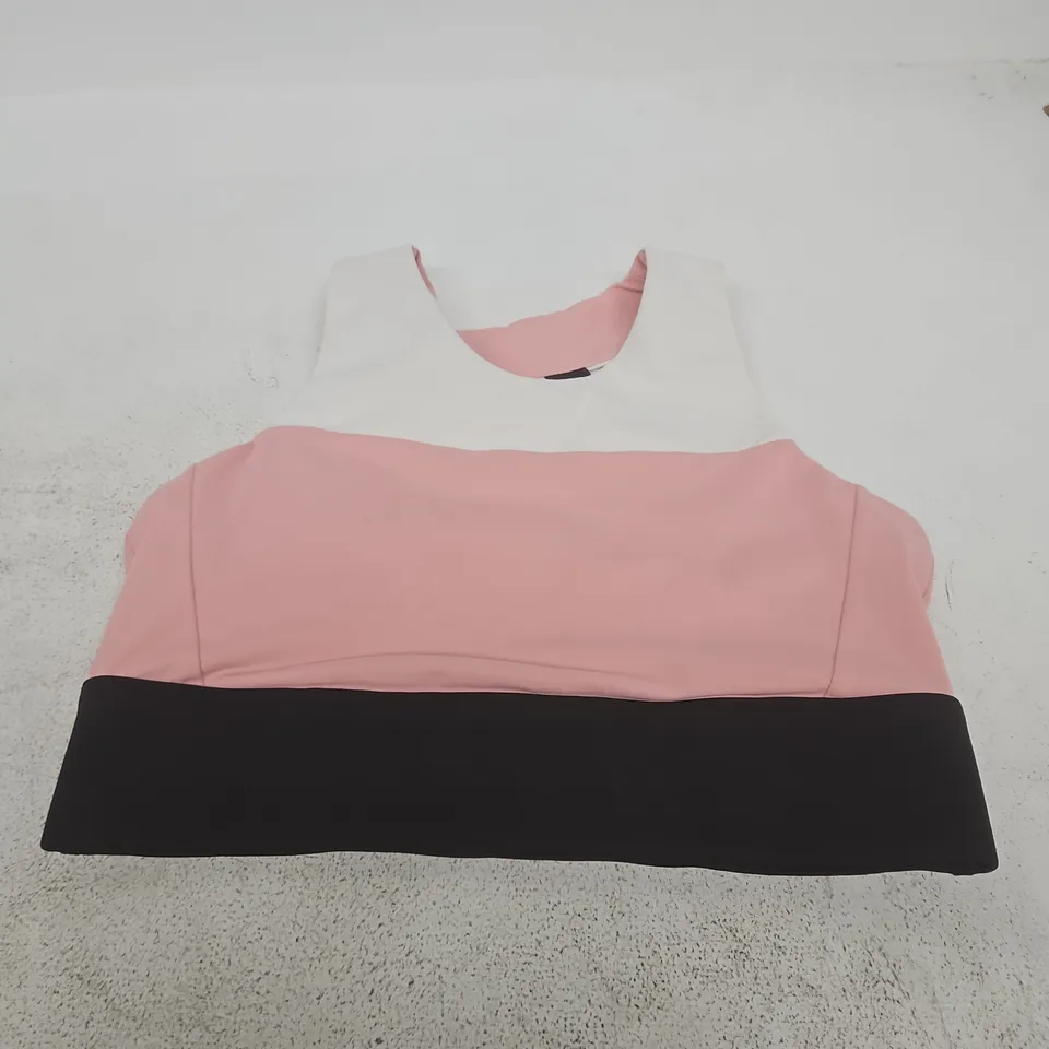 CLEO HARPER WOMEN'S COLOUR-BLOCK TOP – PINK, WHITE COLLAR & BLACK HEM, XS