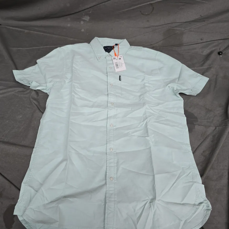 SUPERDRY VINTAGE OXFORD S/S SHIRT – LIGHT GREEN, MEN'S SIZE L