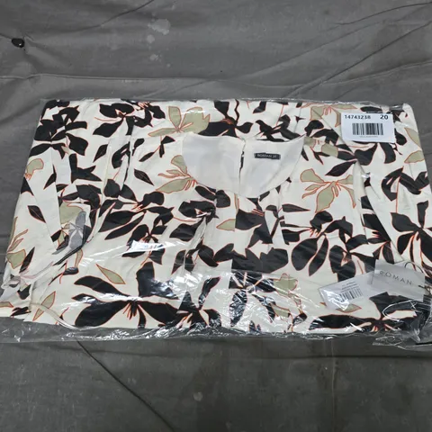 BAGGED ROMAN FLORAL A-LINE DRESS IN CREAM MULTI - SIZE 20