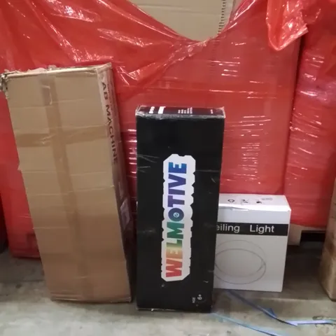 PALLET OF ASSORTED HOUSEHOLD GOODS AND PRODUCTS TO INCLUDE;AB MACHINE,SCOOTER,CEILING LIGHT