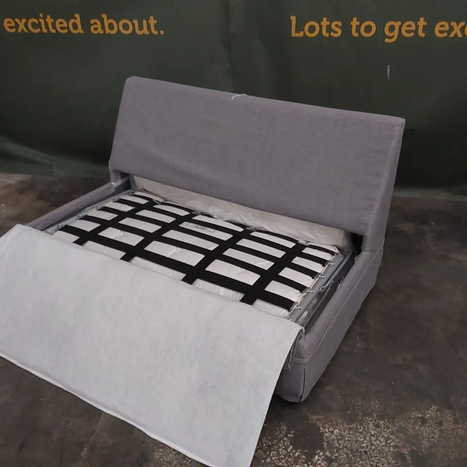 QUALITY DESIGNER GREY FABRIC UPHOLSTERED SOFA BED
