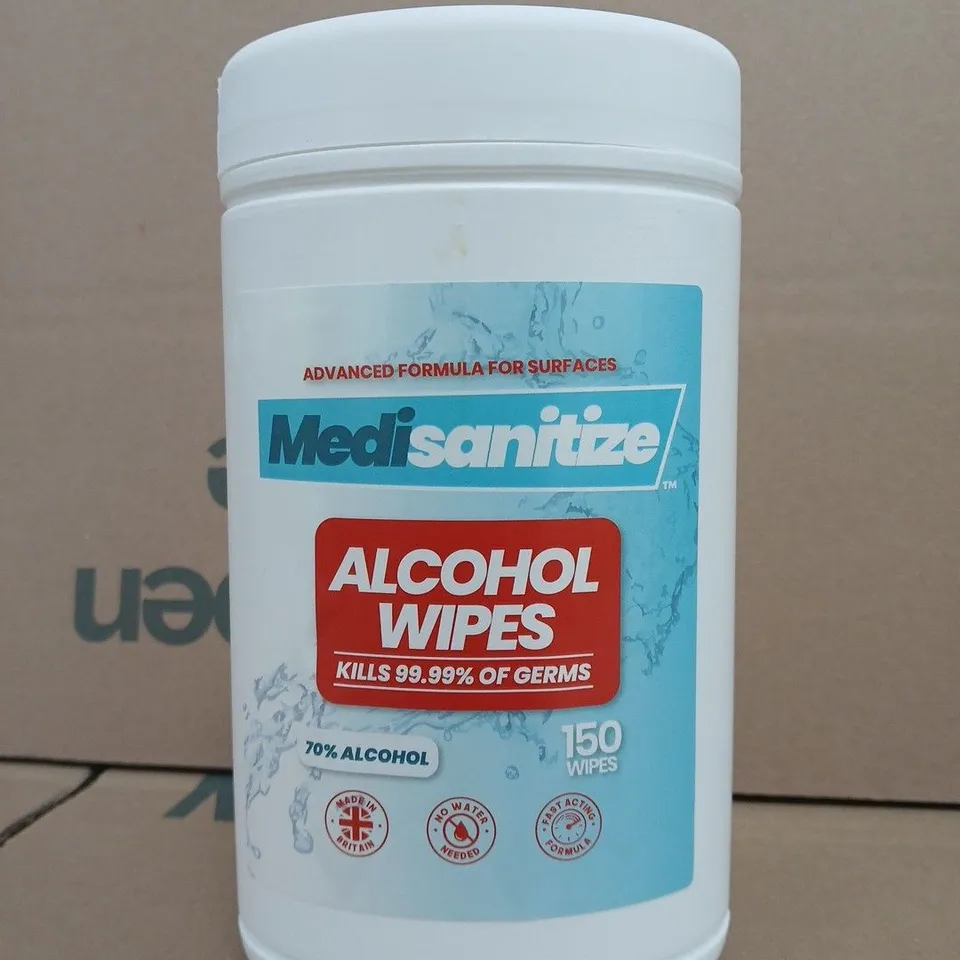 MEDISANITIZE ALCOHOL WIPES – 70% ALCOHOL, 150 WIPES - X6 TUBS 