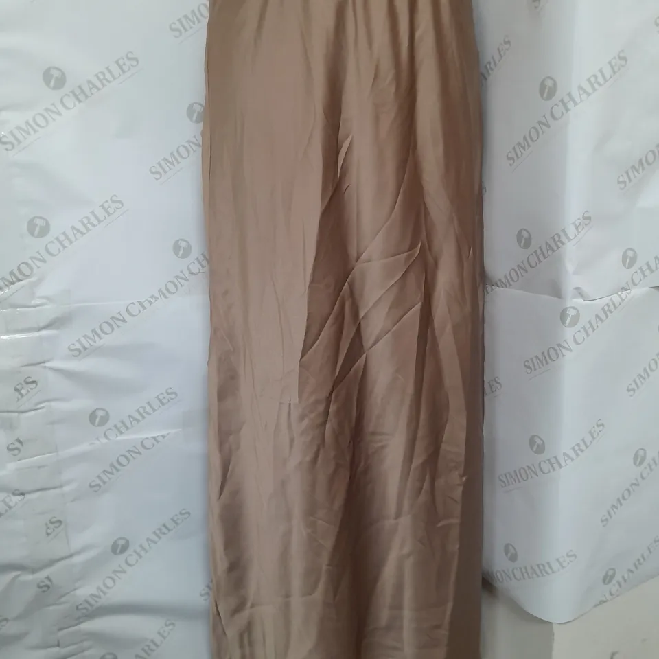 ZARA SILKMAXI SKIRT IN METALLIC KHAKI SIZE L
