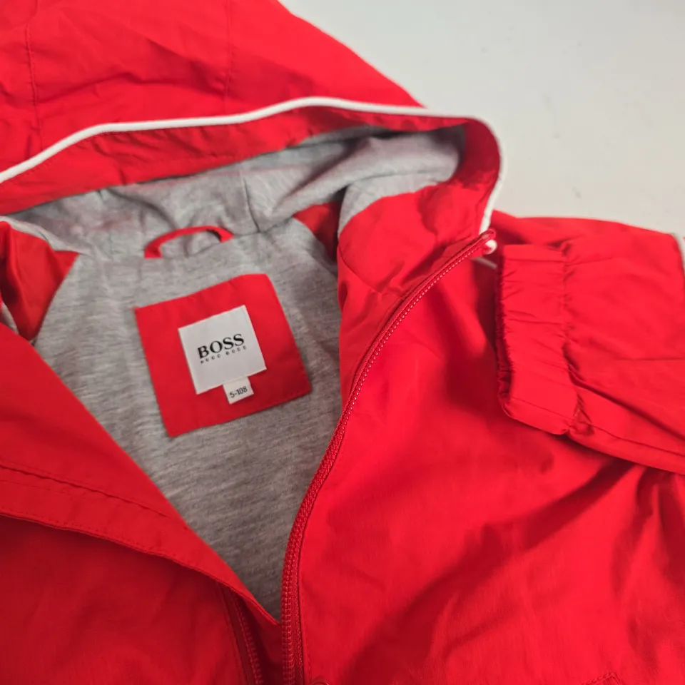 HUGO BOSS KIDS ZIP THROUGH JACKET IN RED - 5-108