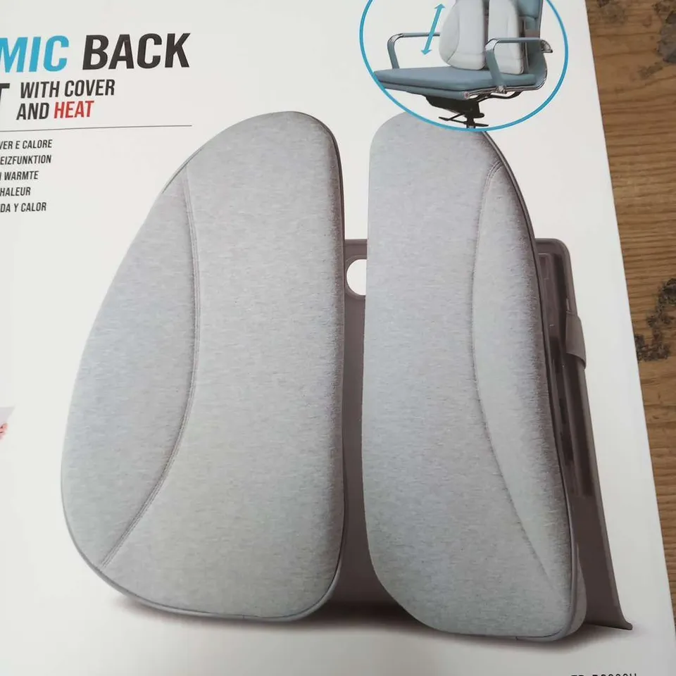 BOXED HOMEDICS ERGONOMIC BACK SUPPORT CUSHION WITH COVER AND HEAT ER-BS200H