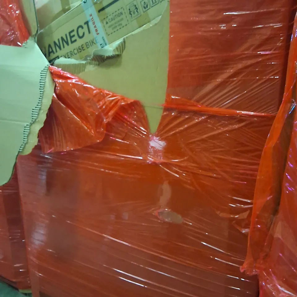 PALLET OF ASSORTED HOUSEHOLD ITEMS AND PRODUCTS TO INCLUDE;GYM BIKE,AIR COOLER,PICTURE FRAME