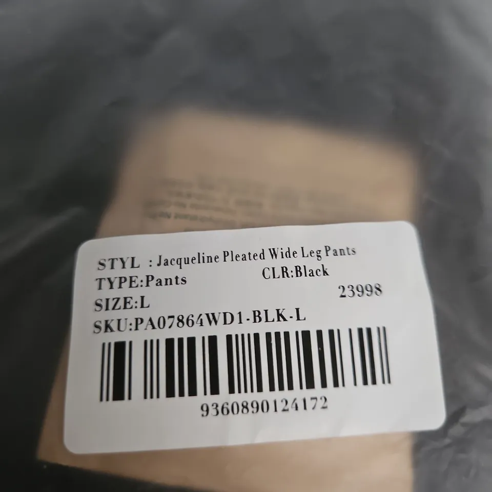 MESHKI JACQUELINE PLEATED WIDE-LEG PANTS – BLACK, SIZE L