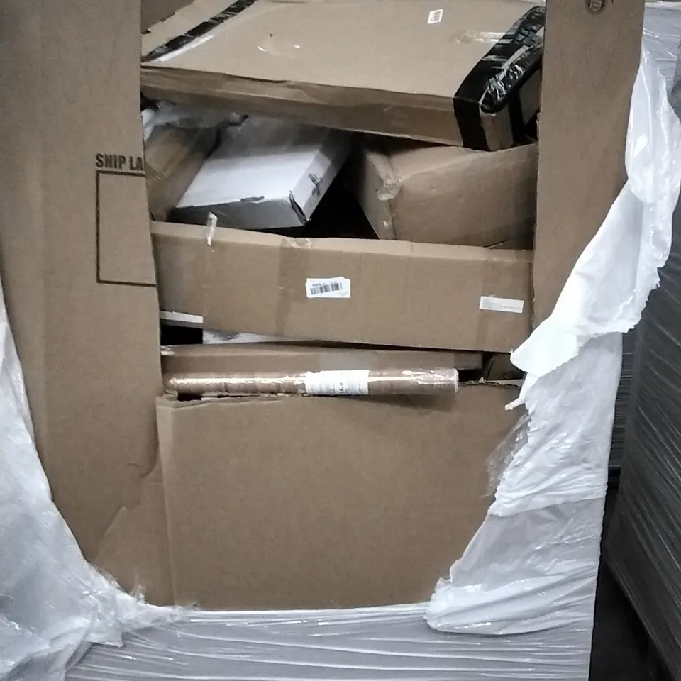 PALLET OF ASSORTED ITEMS INCLUDING PREMIUM AIR BED, COMPOST THERMOMETER, CARPET PROTECTOR, DOORMAT AND CURTAIN ROD