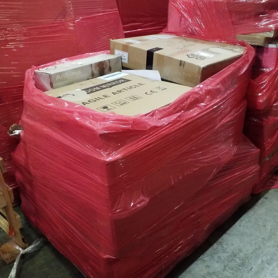 PALLET CONTAINING ASSORTED PRODUCTS INCLUDING BATHROOM MIRROR, OFFICE CHAIR & 4 SLICE TOASTER 