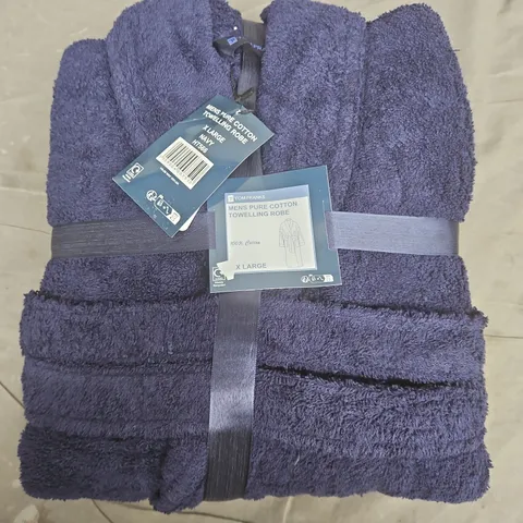 TOM FRANKS MENS PURE COTTON TOWELLING ROBE IN NAVY - XL