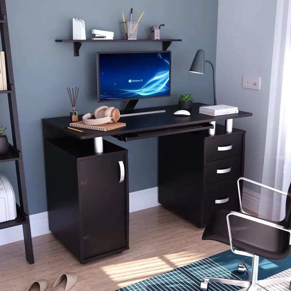 BOXED MUSKOKA COMPUTER DESK - BLACK (2 BOXES)