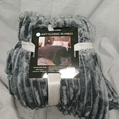 GREY SOFT FLANNEL BLANKET – 100% POLYESTER, BEDROOM BEDDING