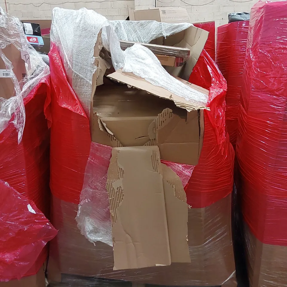 PALLET OF ASSORTED HOUSEHOLD ITEMS AND CONSUMER PRODUCTS TO INCLUDE; SCOOTER, BATH MAT, MASSAGER, BOXED FURNITURE ETC 