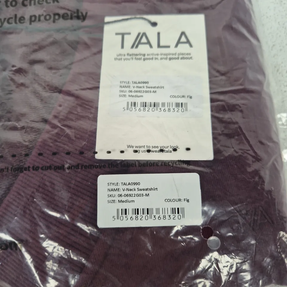 TALA V-NECK SWEATSHIRT – COLOUR FIG, SIZE MEDIUM (SKU 06-06922G03-M)