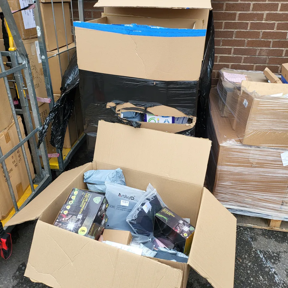 PALLET OF 6 LARGE BOXES OF A SIGNIFICANT QUANTITY OF ASSORTED ITEMS TO INCLUDE ULTRA VIBES JAPANESE INSPIRED SOLAR GARDENS LED LIGHTS, MOSISO CASE FOR MACBOOK, FAIRY LANTERN CRAFT KIT, FLYING ROCKET, 
